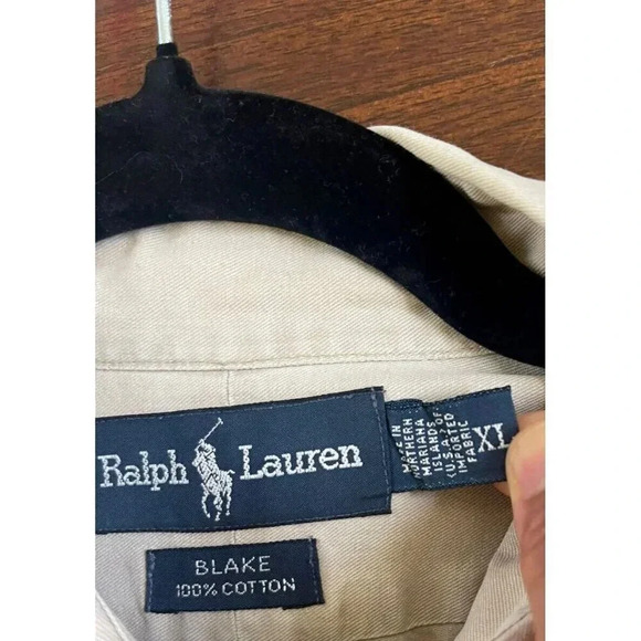 Polo Ralph Lauren Men's Polo Button Down Short Shirt XL Biege 100% Cotton fishin - Picture 5 of 7